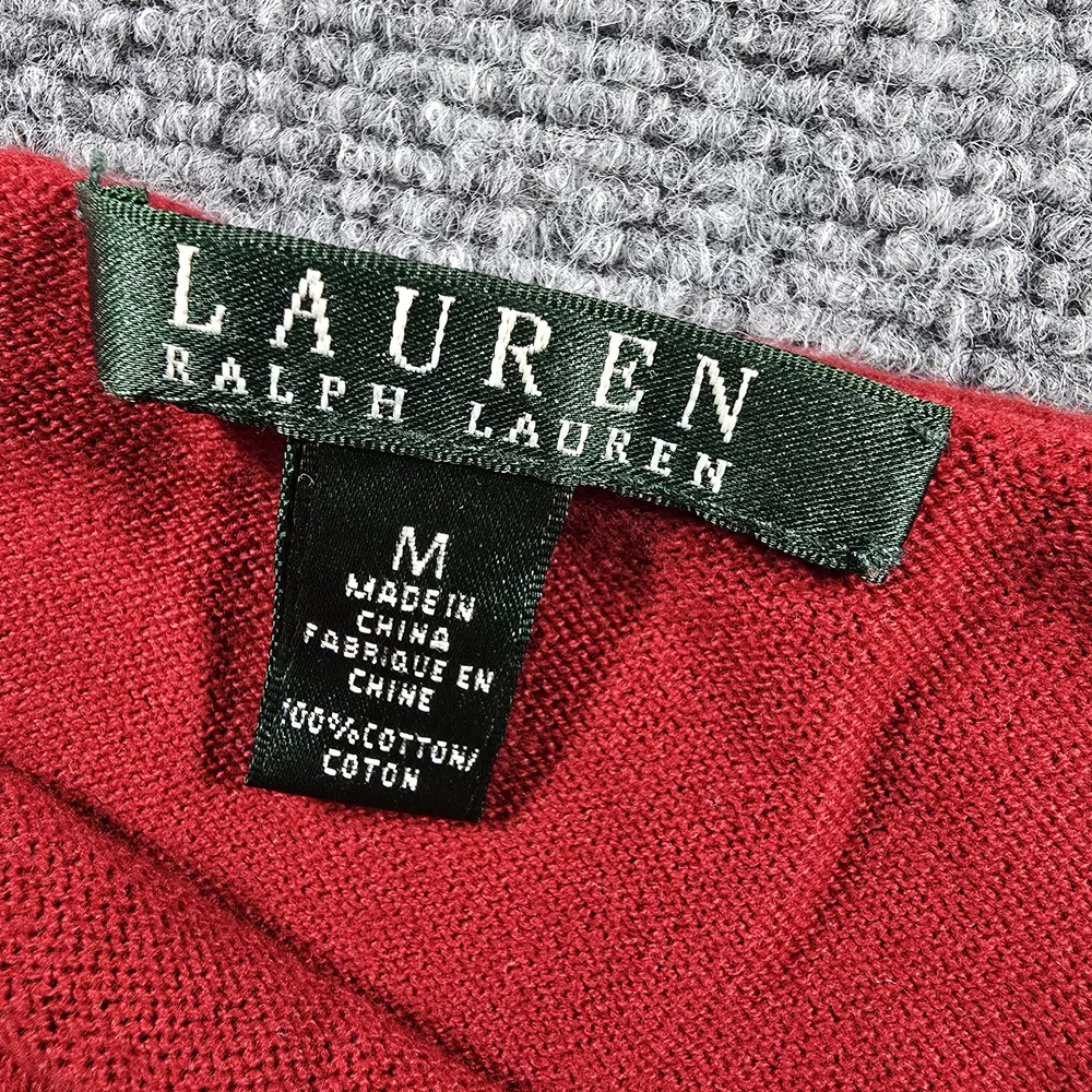 Ralph Lauren Vibrant Red Cotton Sweater Sz M - Picture 2 of 7